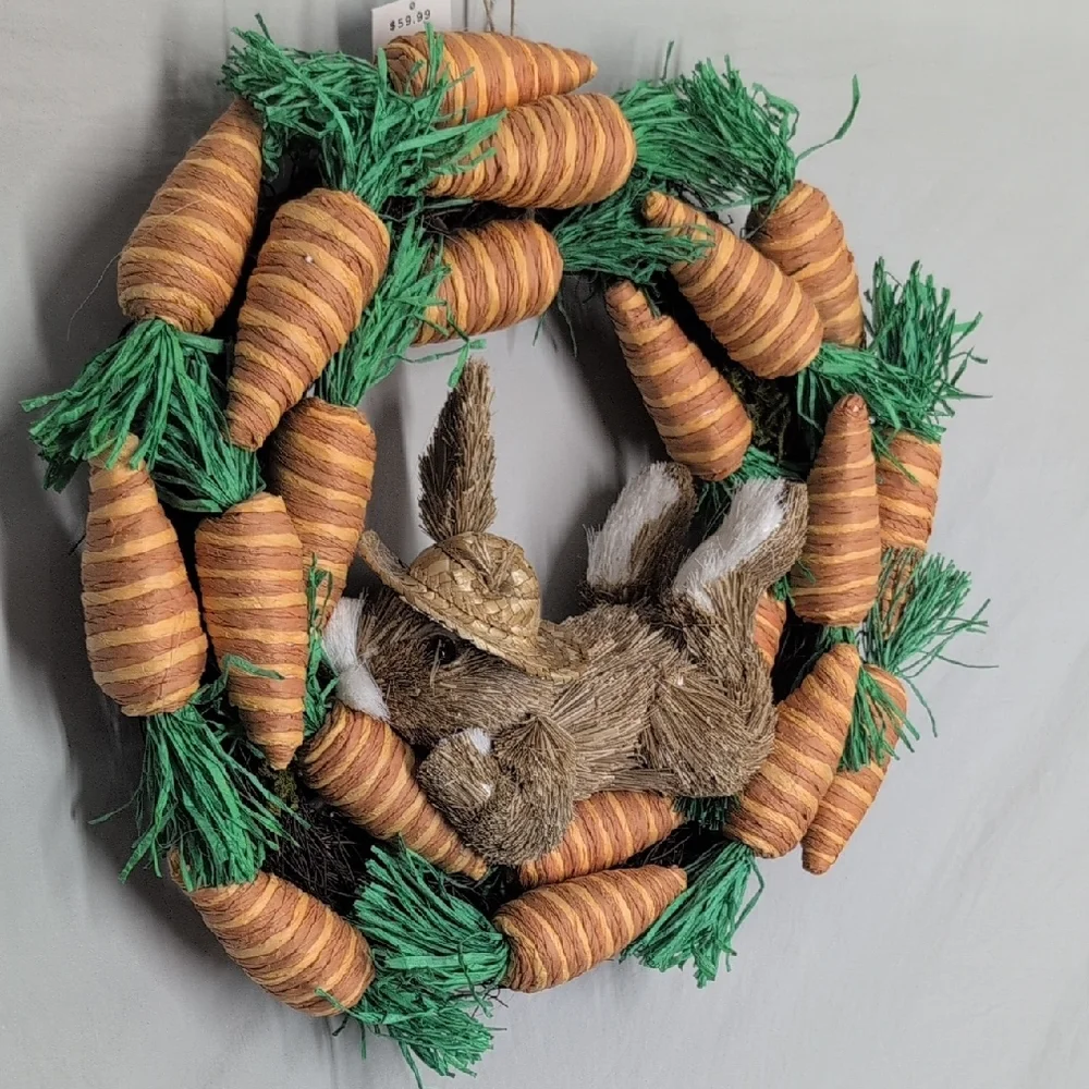 Whimsical Carrot and Bunny Wreath
